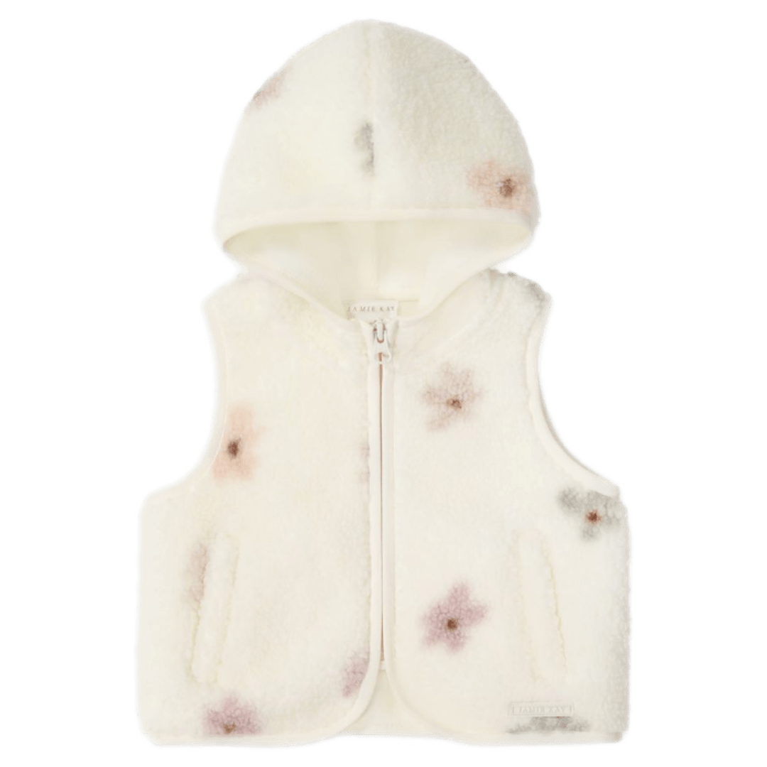 Jamie Kay 6-12 Months to 5 Years 6-12M Kai Sherpa Vest - Fifi Spaced Egret