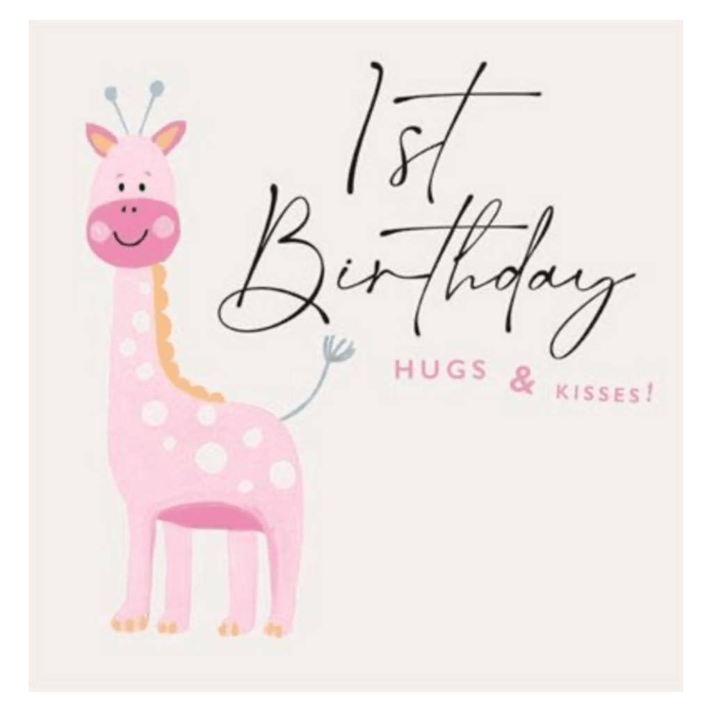 Janie Wilson 12 Months Plus Greeting Card - 1st Birthday Giraffe