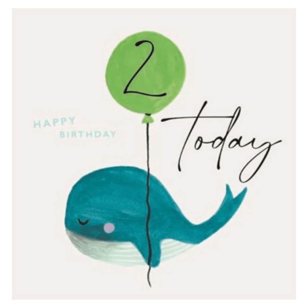 Janie Wilson 2 Plus Greeting Card - 2nd Birthday Whale