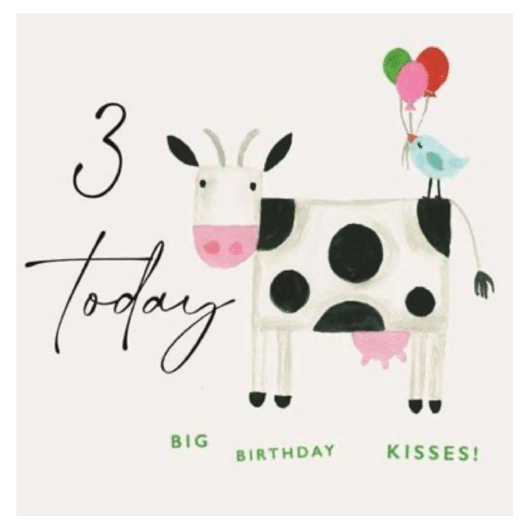 Janie Wilson 3 Plus Greeting Card - 3rd Birthday Cow