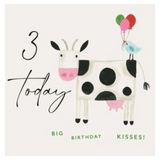 Janie Wilson 3 Plus Greeting Card - 3rd Birthday Cow
