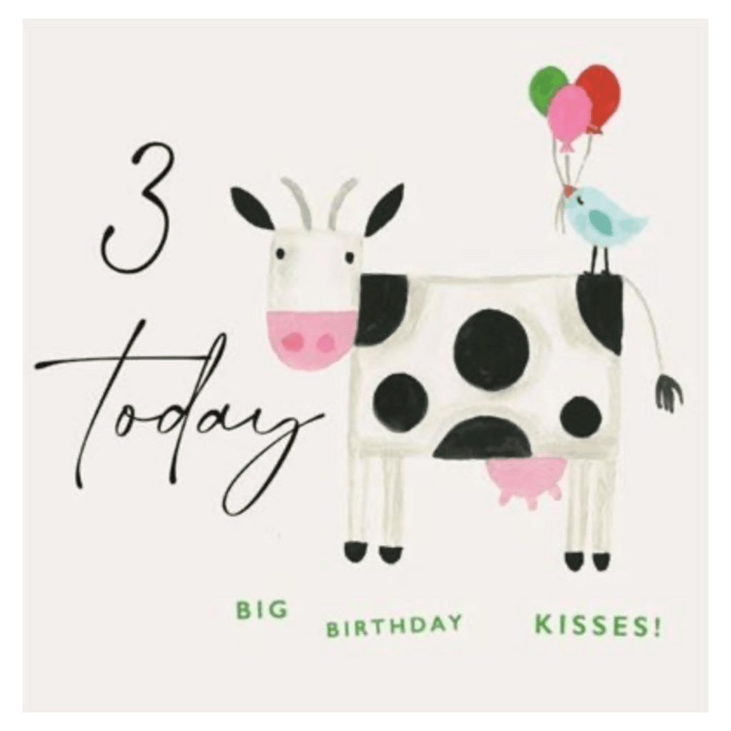 Janie Wilson 3 Plus Greeting Card - 3rd Birthday Cow