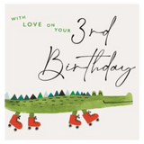 Janie Wilson 3 Plus Greeting Card - 3rd Birthday Crocodile