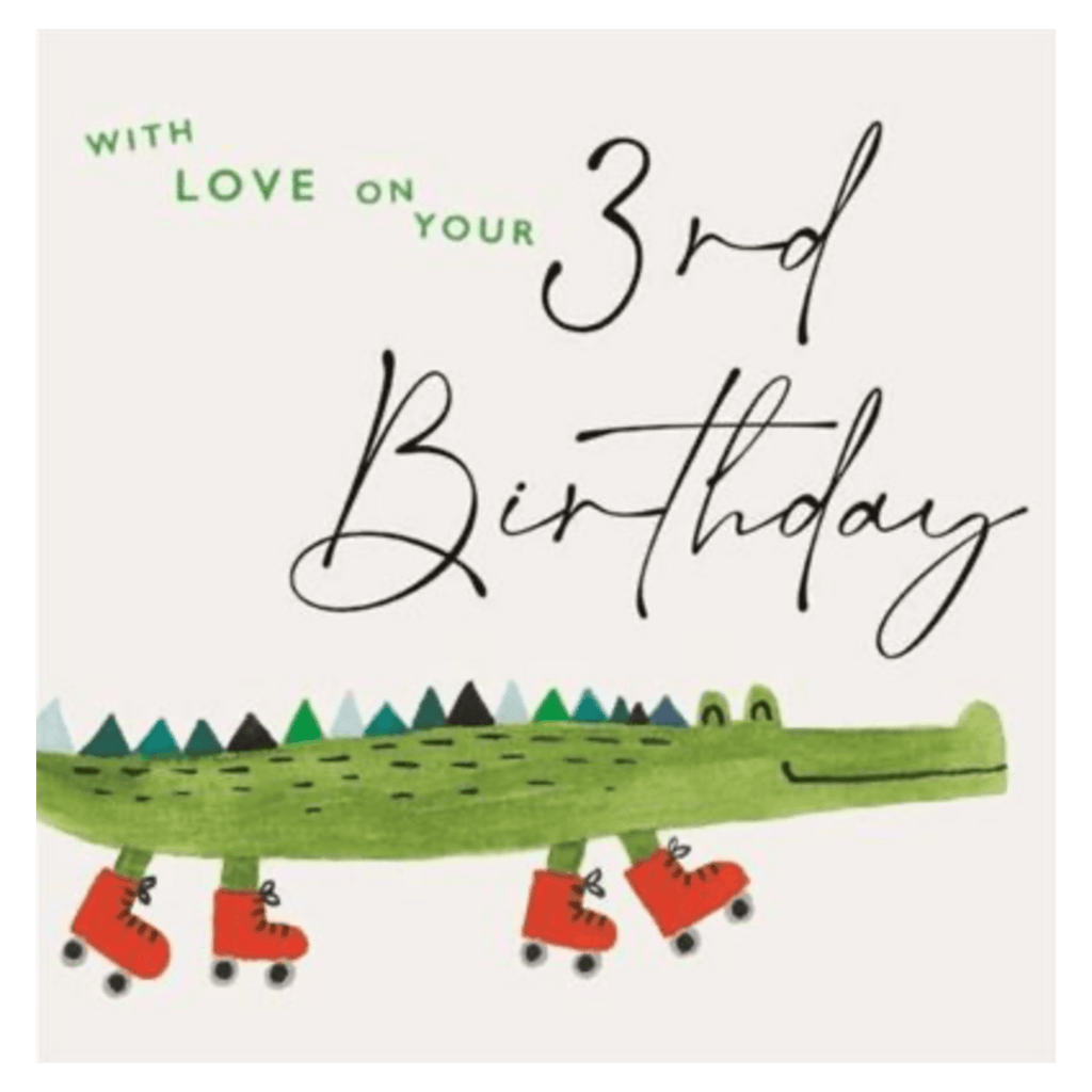 Janie Wilson 3 Plus Greeting Card - 3rd Birthday Crocodile