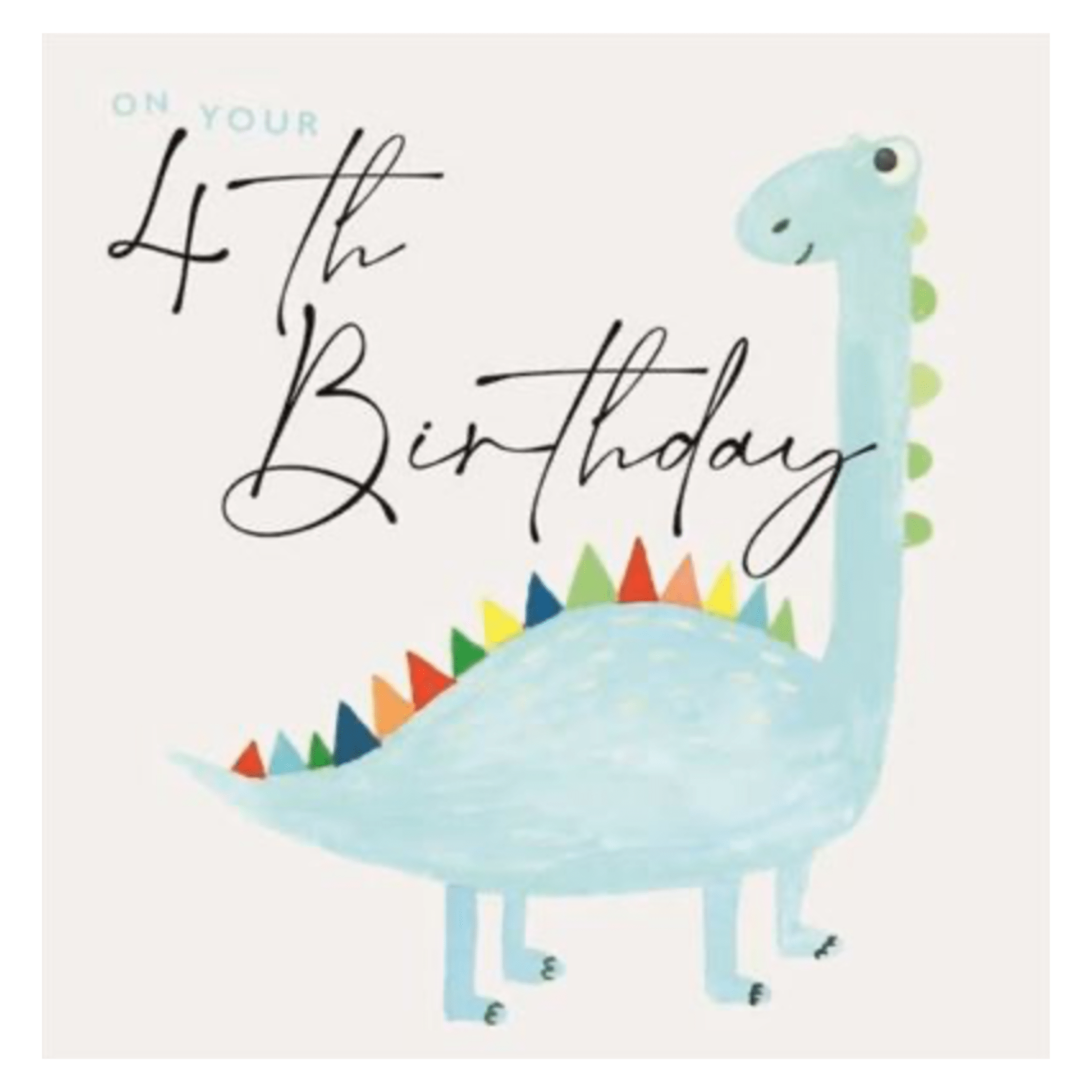 Janie Wilson 4 Plus Greeting Card - 4th Birthday Dinosaur