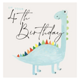 Janie Wilson 4 Plus Greeting Card - 4th Birthday Dinosaur