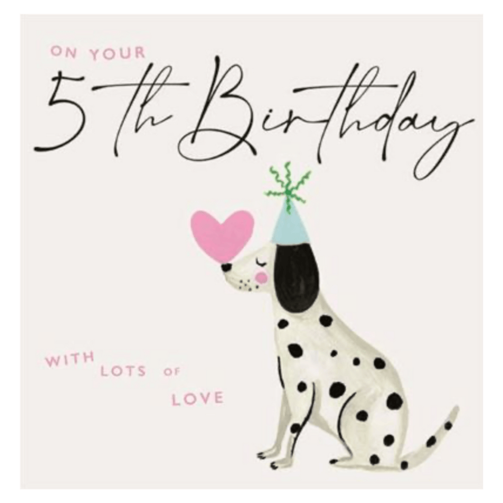 Janie Wilson 5 Plus Greeting Card - 5th Birthday Dalmatian