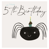 Janie Wilson 5 Plus Greeting Card - 5th Birthday Spider