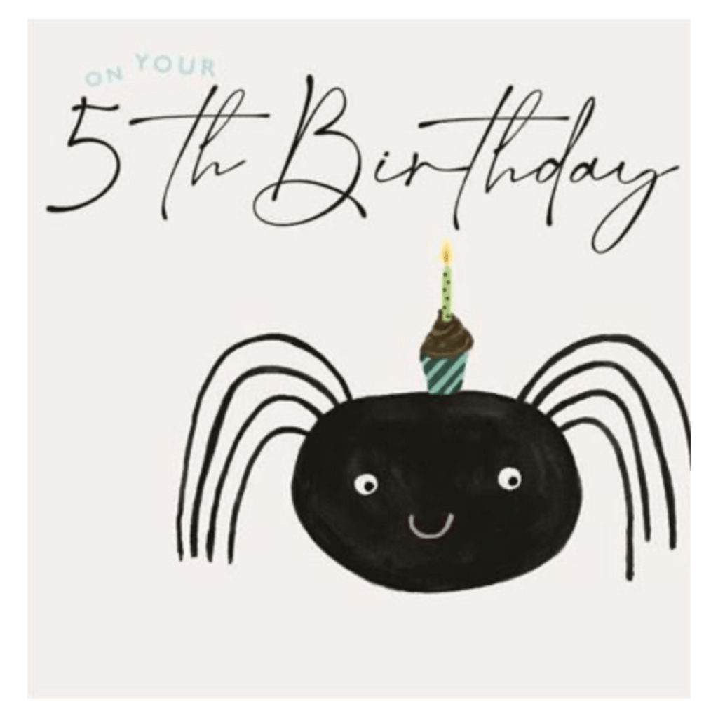 Janie Wilson 5 Plus Greeting Card - 5th Birthday Spider