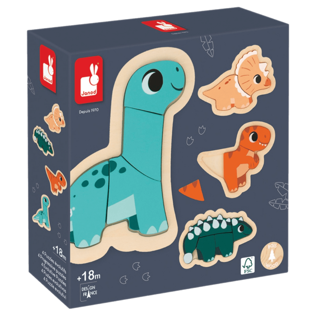 Janod 18 Months Plus Dino Progressive Wood Puzzle