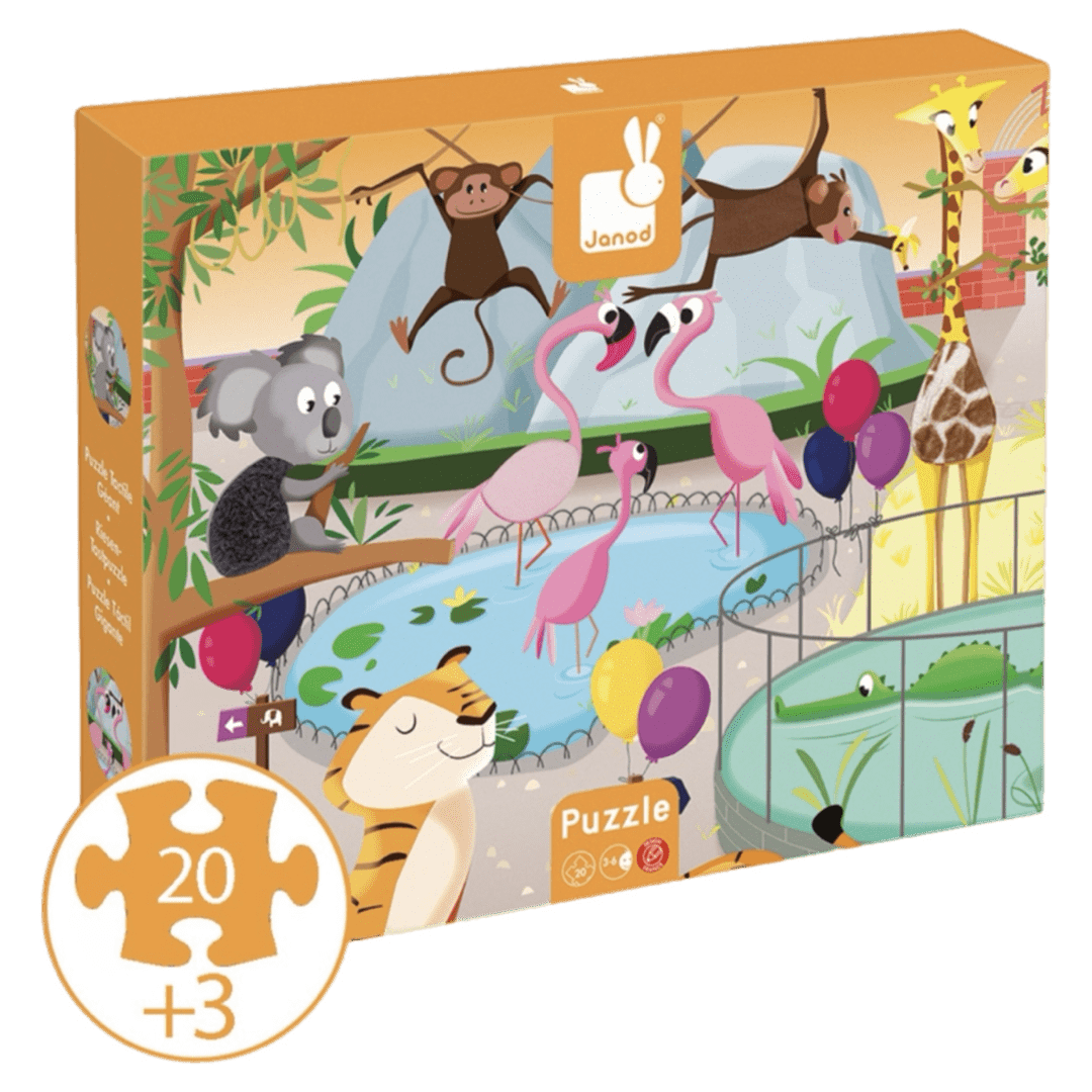 Janod 2 Plus 20 Pc Tactile Puzzle - Zoo