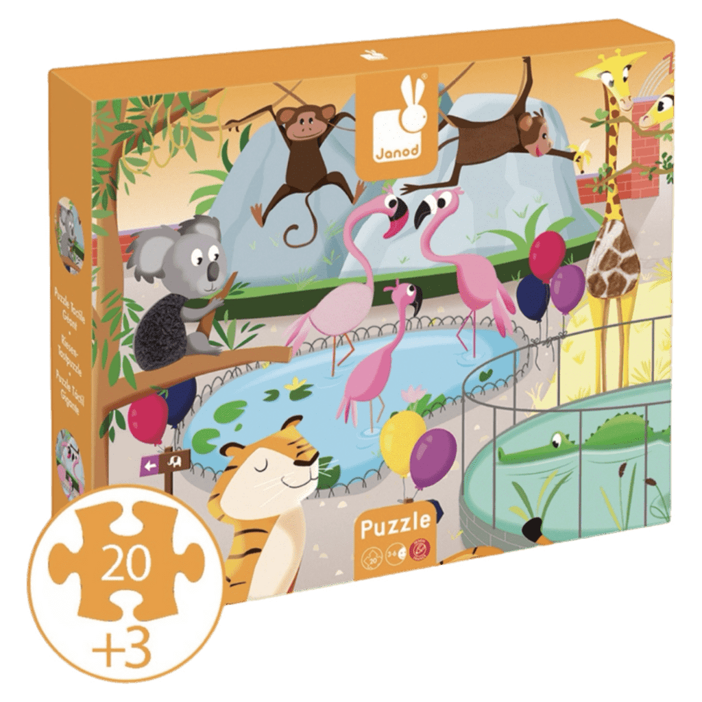 Janod 2 Plus 20 Pc Tactile Puzzle - Zoo