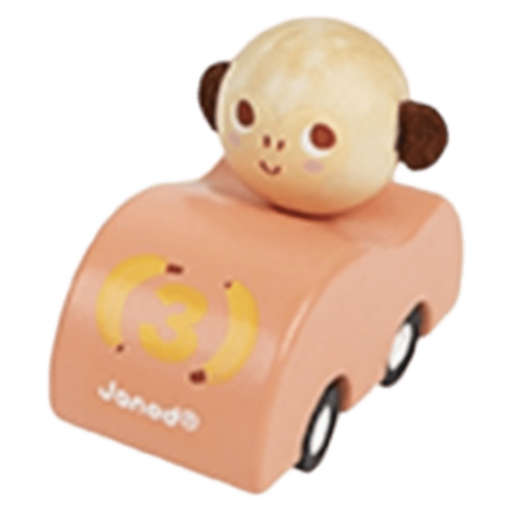 Janod 2 Plus Monkey Pull Back Cars