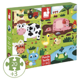 Janod 3 Plus 20 Pc Tactile Puzzle - Farm