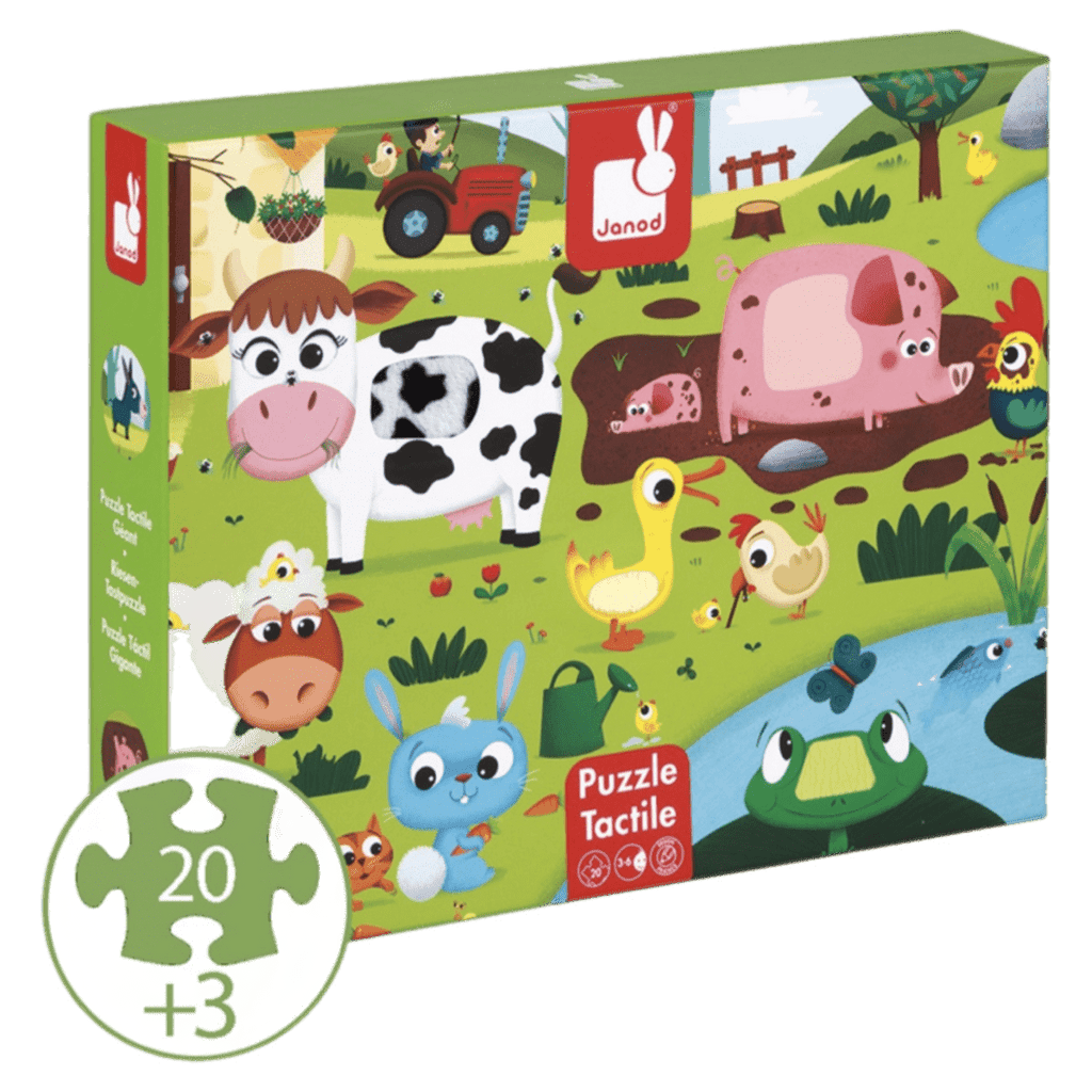 Janod 3 Plus 20 Pc Tactile Puzzle - Farm