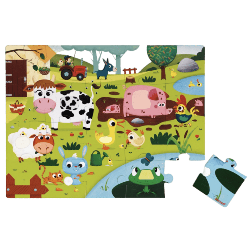 Janod 3 Plus 20 Pc Tactile Puzzle - Farm