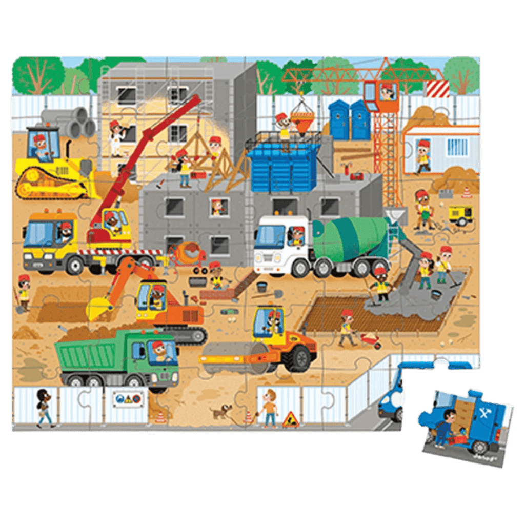 Janod 4 Plus 36 Pc Puzzle - Construction Site