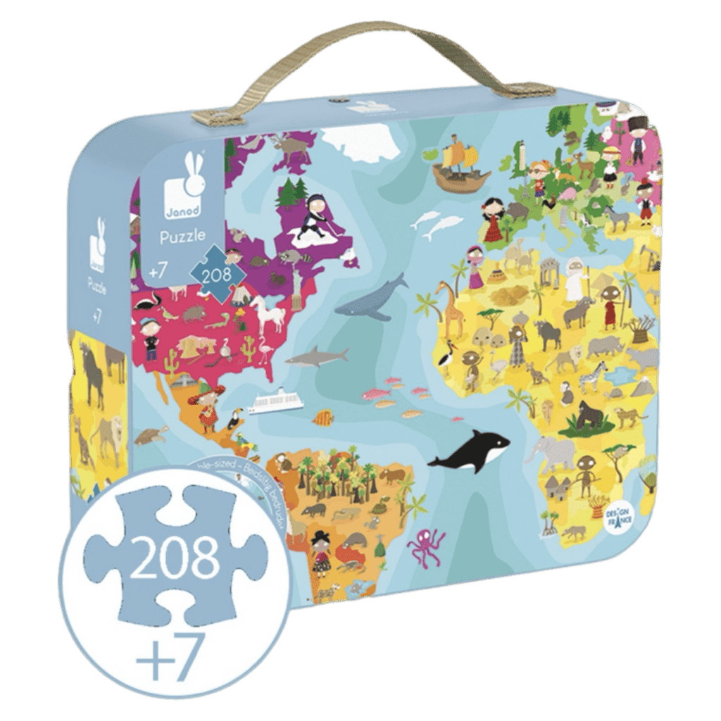 Janod 7 Plus 208 Pc Puzzle - Reversible Blue Planet