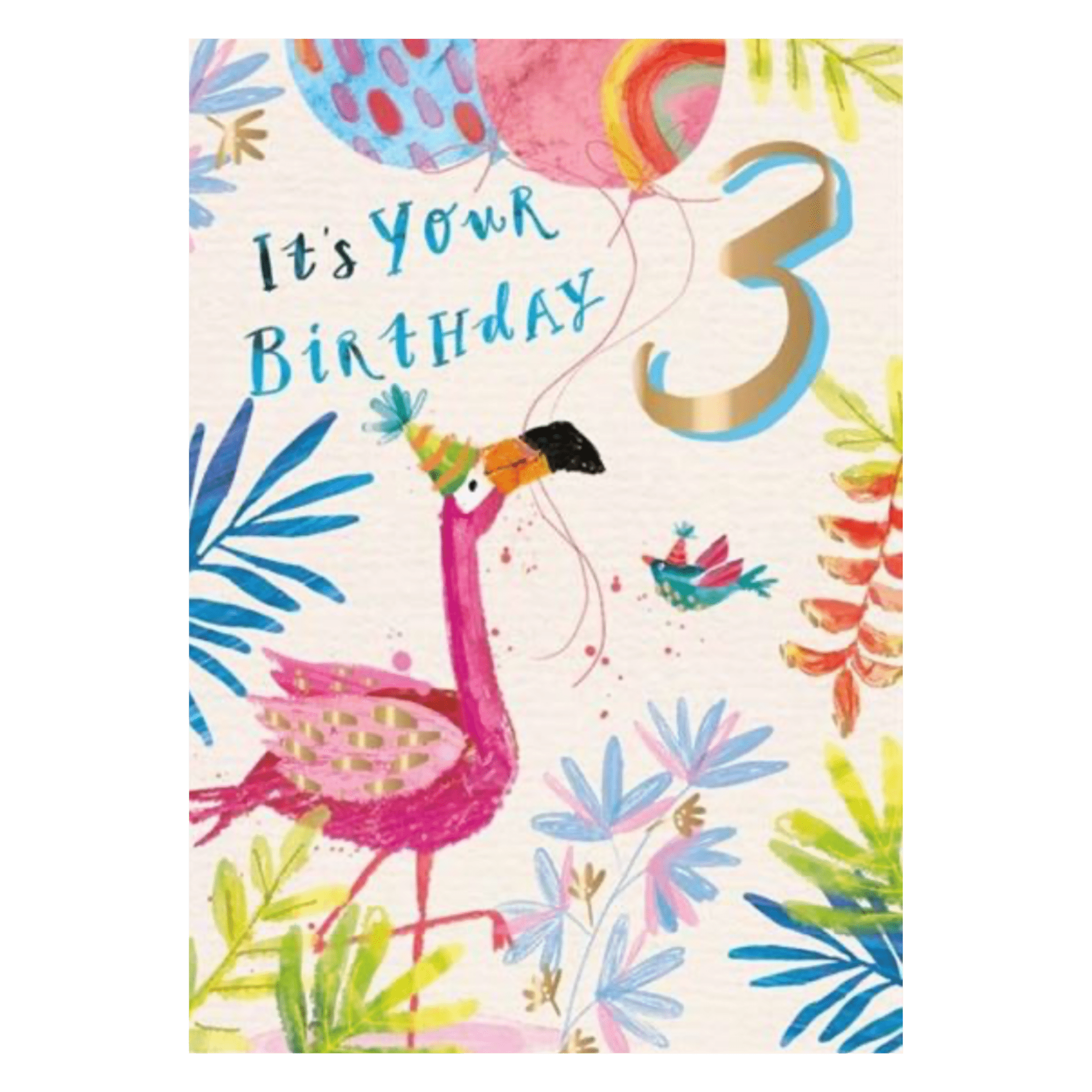 Ling Design 3 Plus Greeting Card - Three Today Flamingo