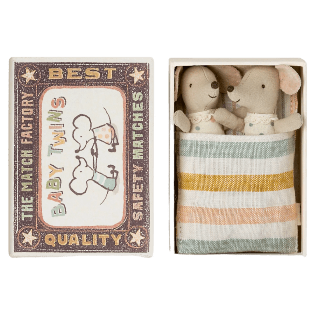 Maileg 3 Plus Mice Baby Twins  in Matchbox