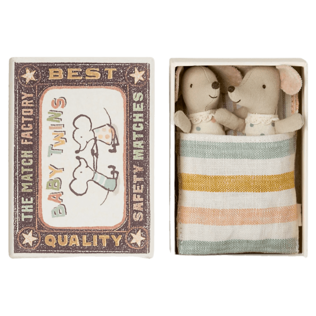 Maileg 3 Plus Mice Baby Twins  in Matchbox