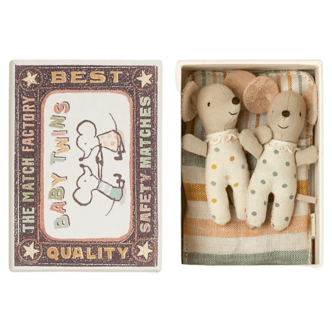 Maileg 3 Plus Mice Baby Twins  in Matchbox