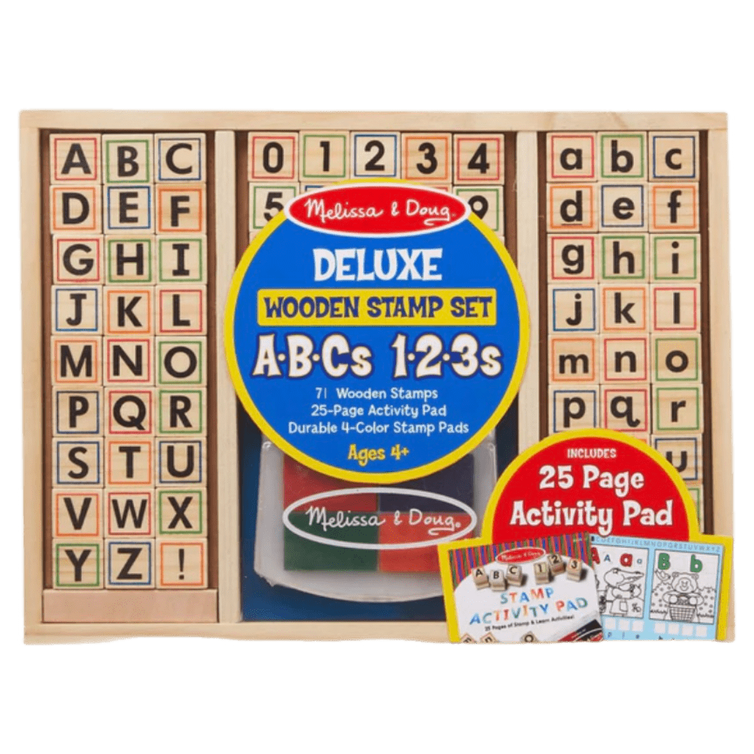 Melissa & Doug 4 Plus Wooden Stamp Set Deluxe  - ABC 123