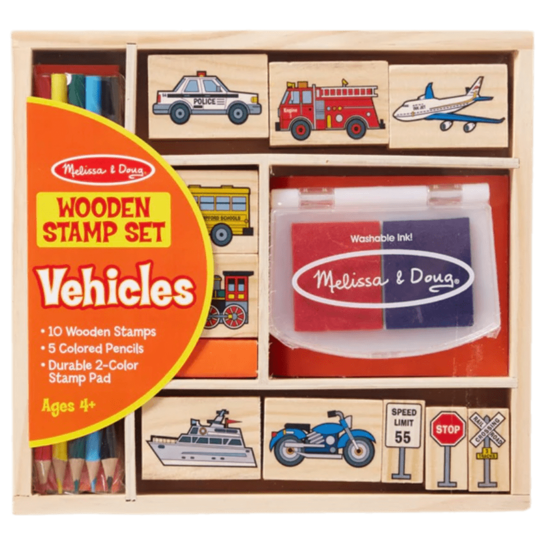 Melissa & Doug 4 Plus Wooden Stamp Set - Vehicles