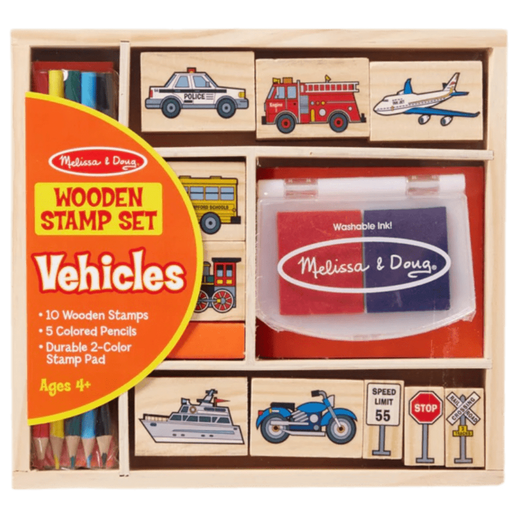 Melissa & Doug 4 Plus Wooden Stamp Set - Vehicles