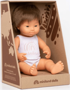 Miniland 18 Mths Plus Baby Doll 38cm - Caucasian Boy with Down Syndrome