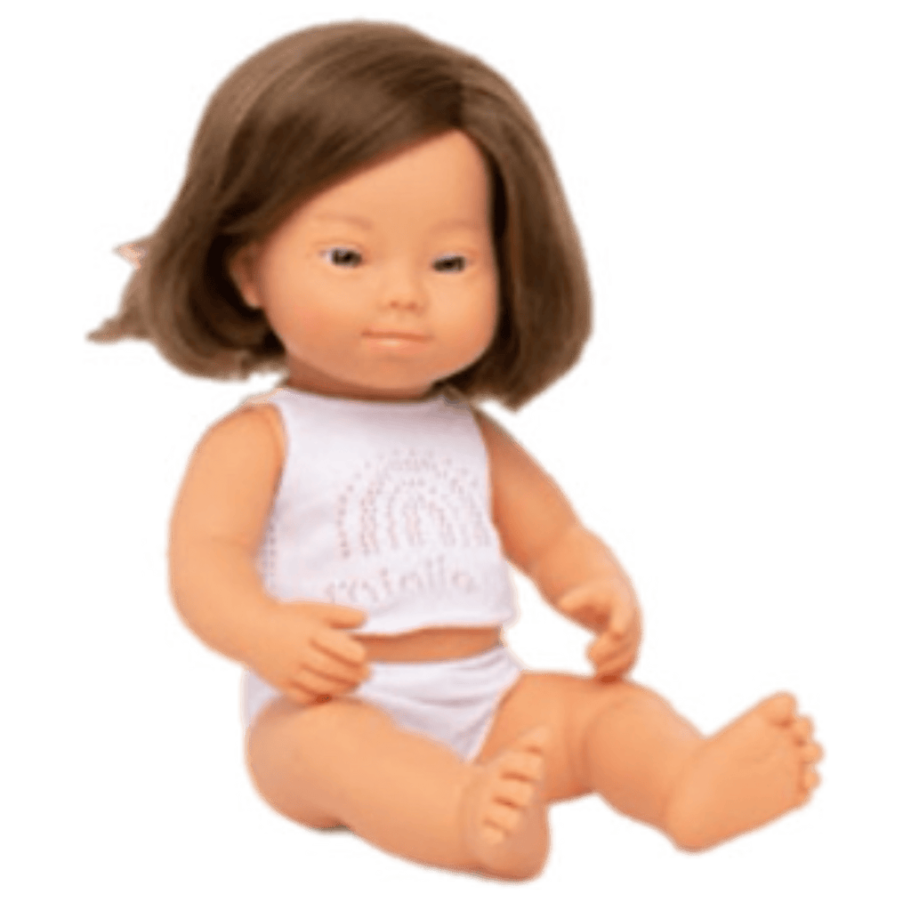 Miniland 18 Mths Plus Baby Doll 38cm - Caucasian Girl with Down Syndrome