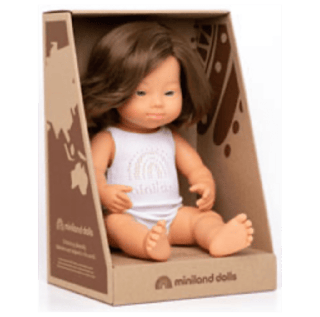 Miniland 18 Mths Plus Baby Doll 38cm - Caucasian Girl with Down Syndrome