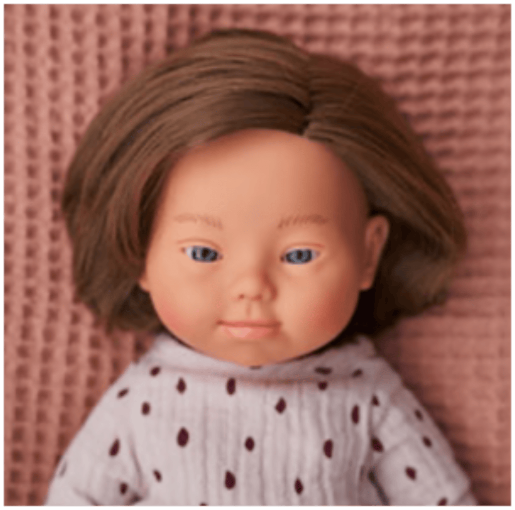 Miniland 18 Mths Plus Baby Doll 38cm - Caucasian Girl with Down Syndrome