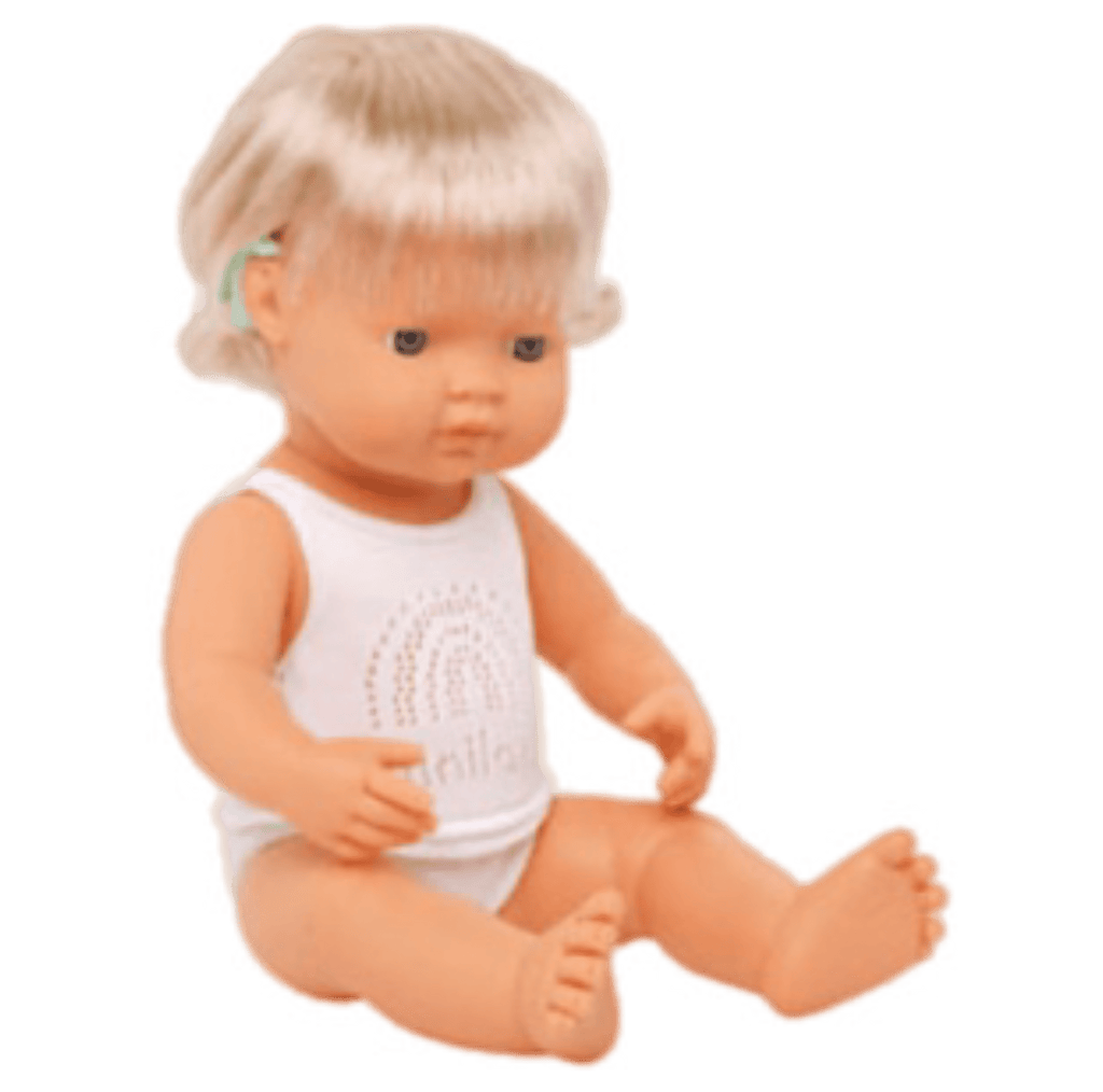 Miniland 3 Plus Baby Doll 38cm - Caucasian Girl with Hearing Aids