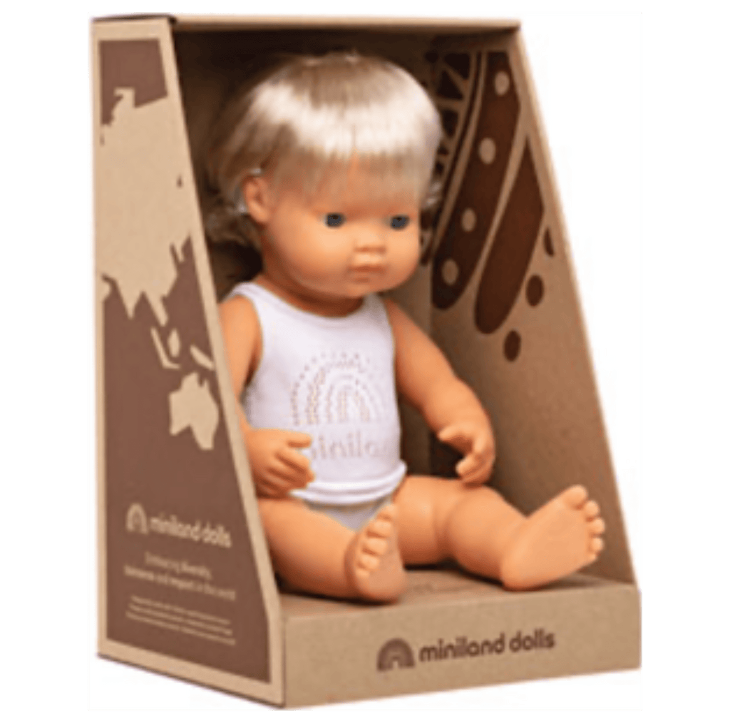 Miniland 3 Plus Baby Doll 38cm - Caucasian Girl with Hearing Aids