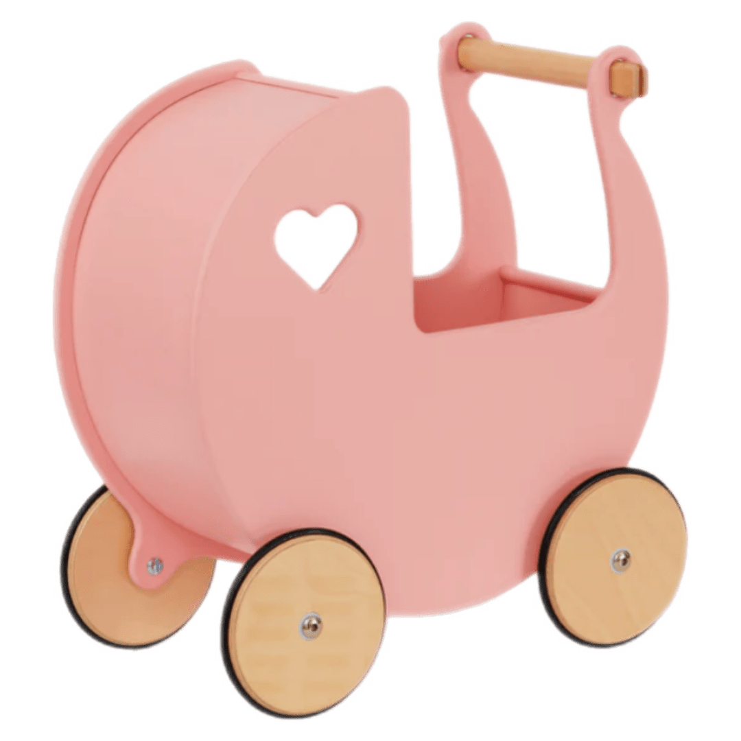 Moover 12 Months Plus Classic Dolls Pram Pink with Natural