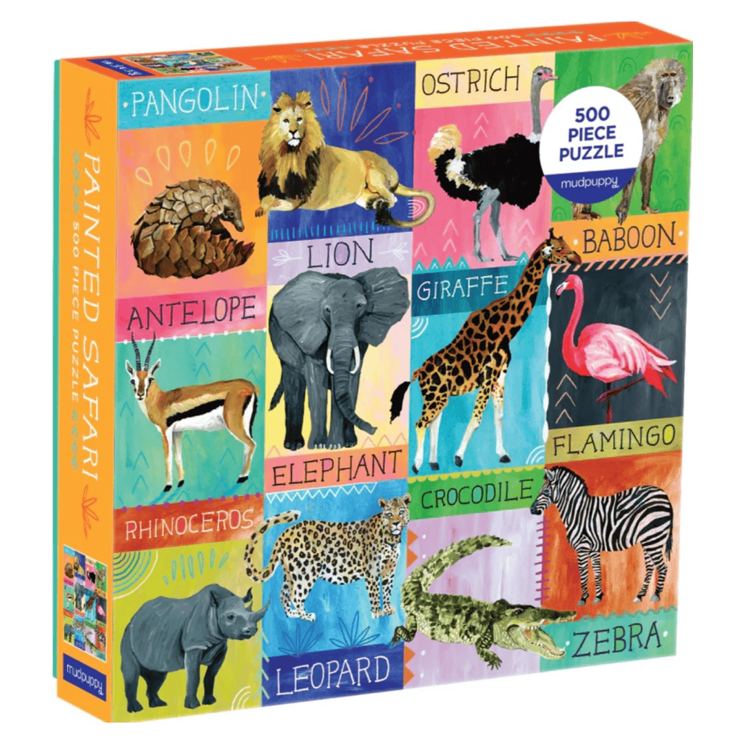 Mudpuppy 12 Plus 500 Pc Puzzles - Painted Safari