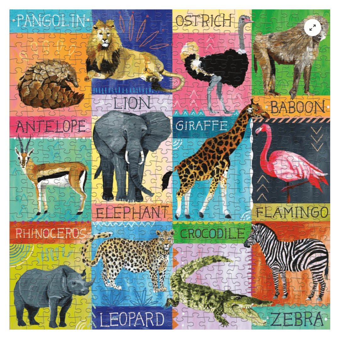 Mudpuppy 12 Plus 500 Pc Puzzles - Painted Safari