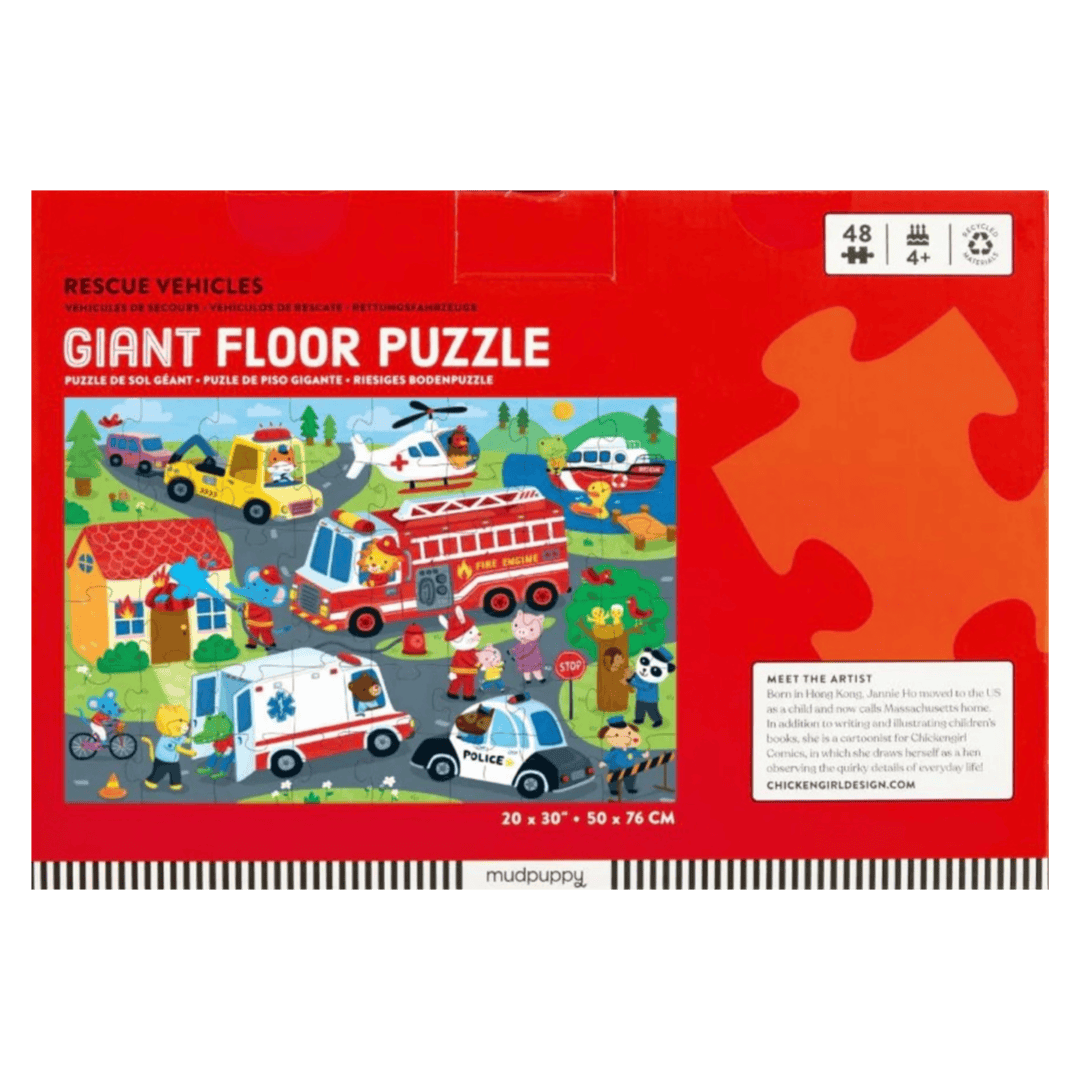 Mudpuppy 2 Plus 48 Pc Giant Floor Puzzle - Rescue Vehicles