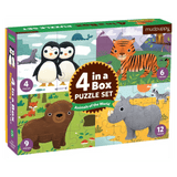 Mudpuppy 3 Plus 4 in a Box Puzzle Set - Animals
