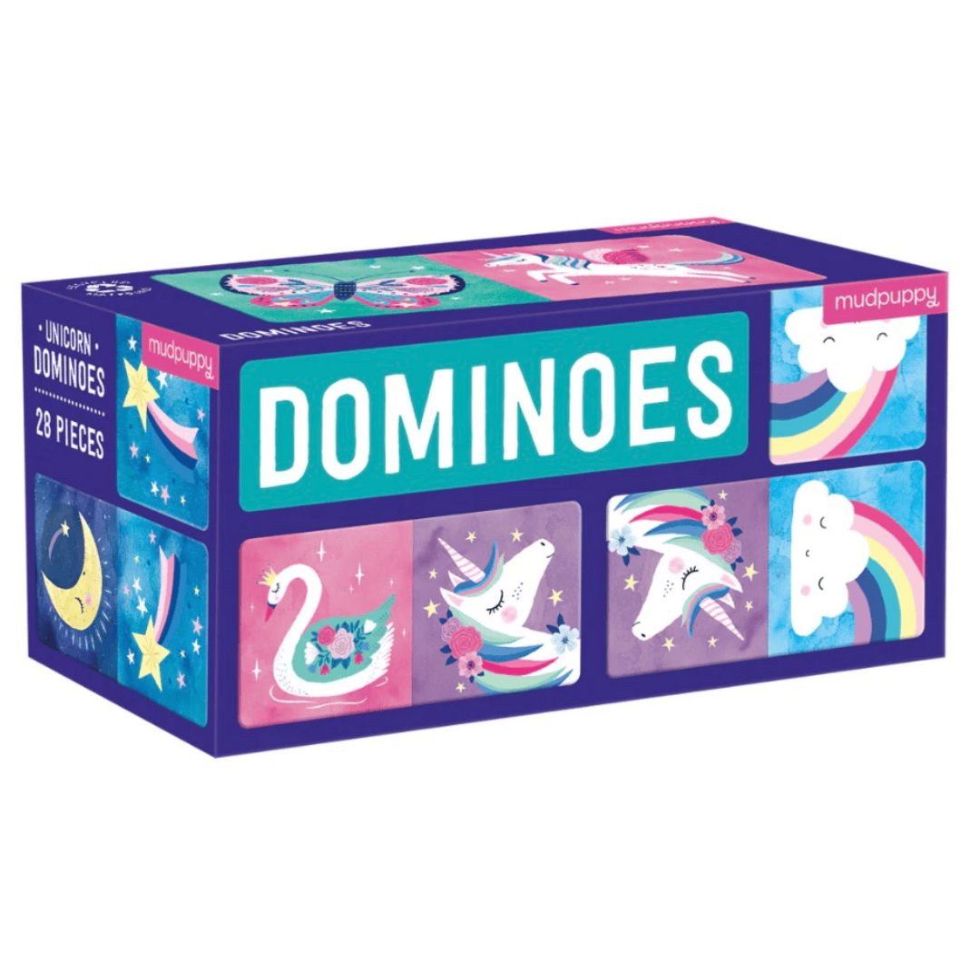 Mudpuppy 3 Plus Dominoes - Unicorn