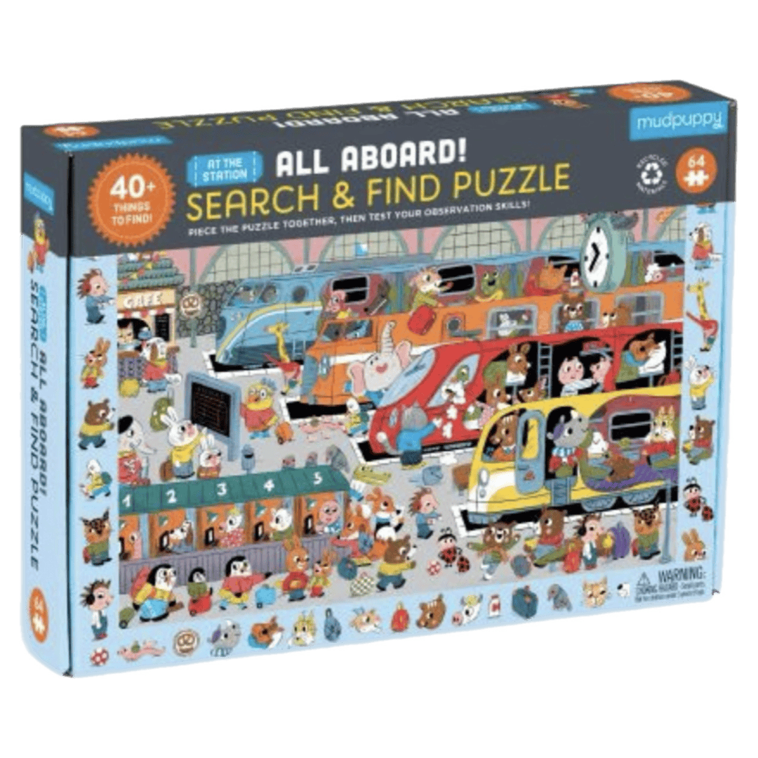 Mudpuppy 4 Plus 64 Pc Search & Find Puzzle - All Aboard!