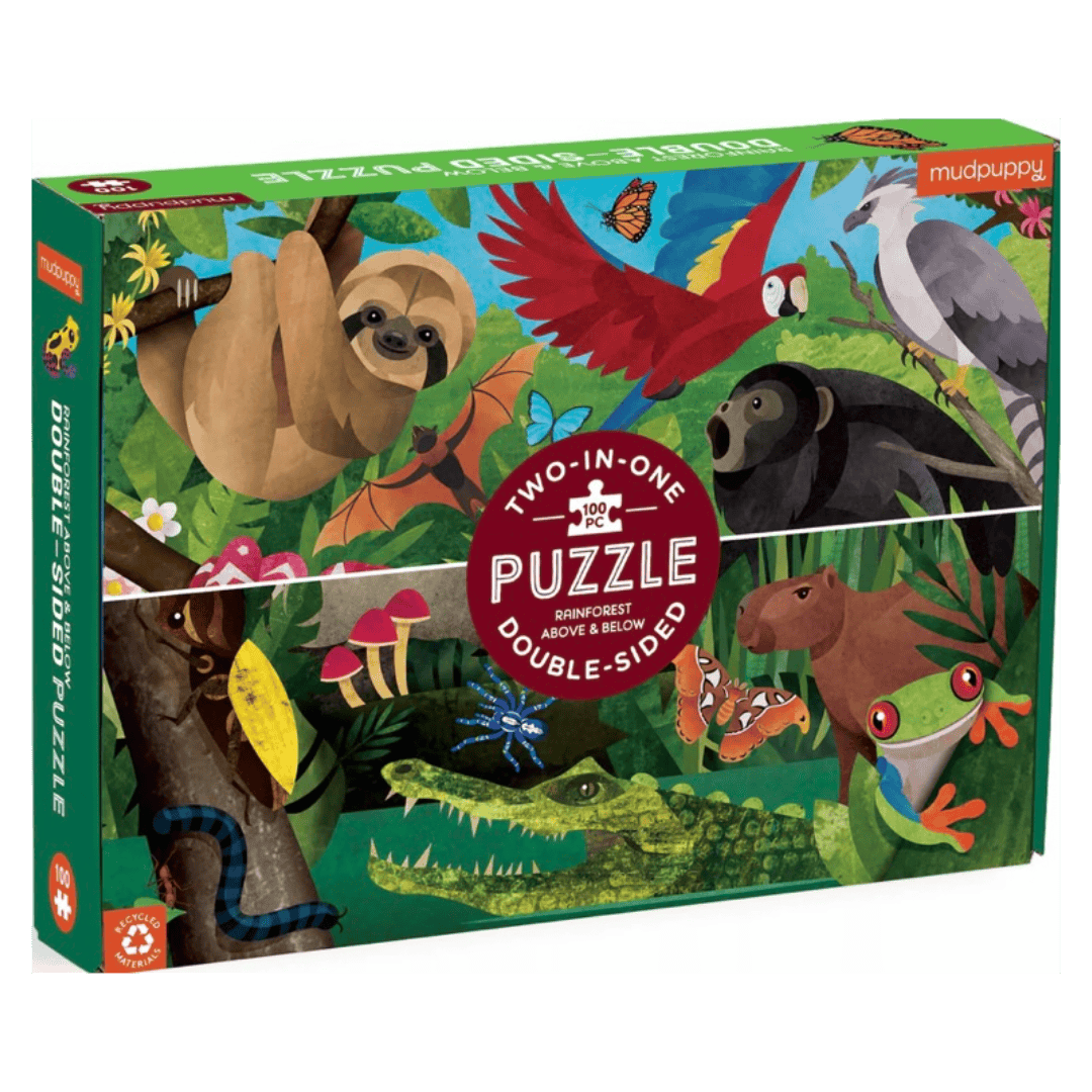 Mudpuppy 6 Plus 100 Pc Double-Sided Puzzle - Rainforest Above & Below