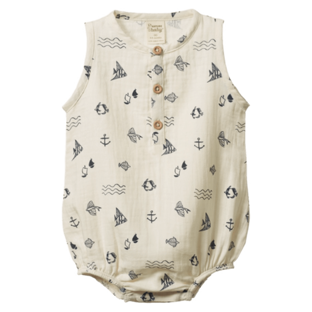 Nature Baby 0-3 Months to 1 Year 0-3M Cedar Suit Muslin - Atlantic Natural