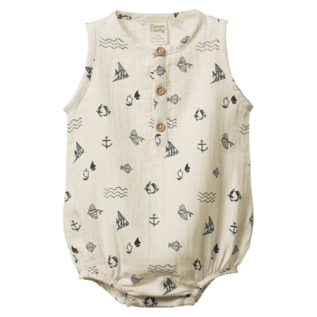 Nature Baby 0-3 Months to 1 Year 0-3M Cedar Suit Muslin - Atlantic Natural