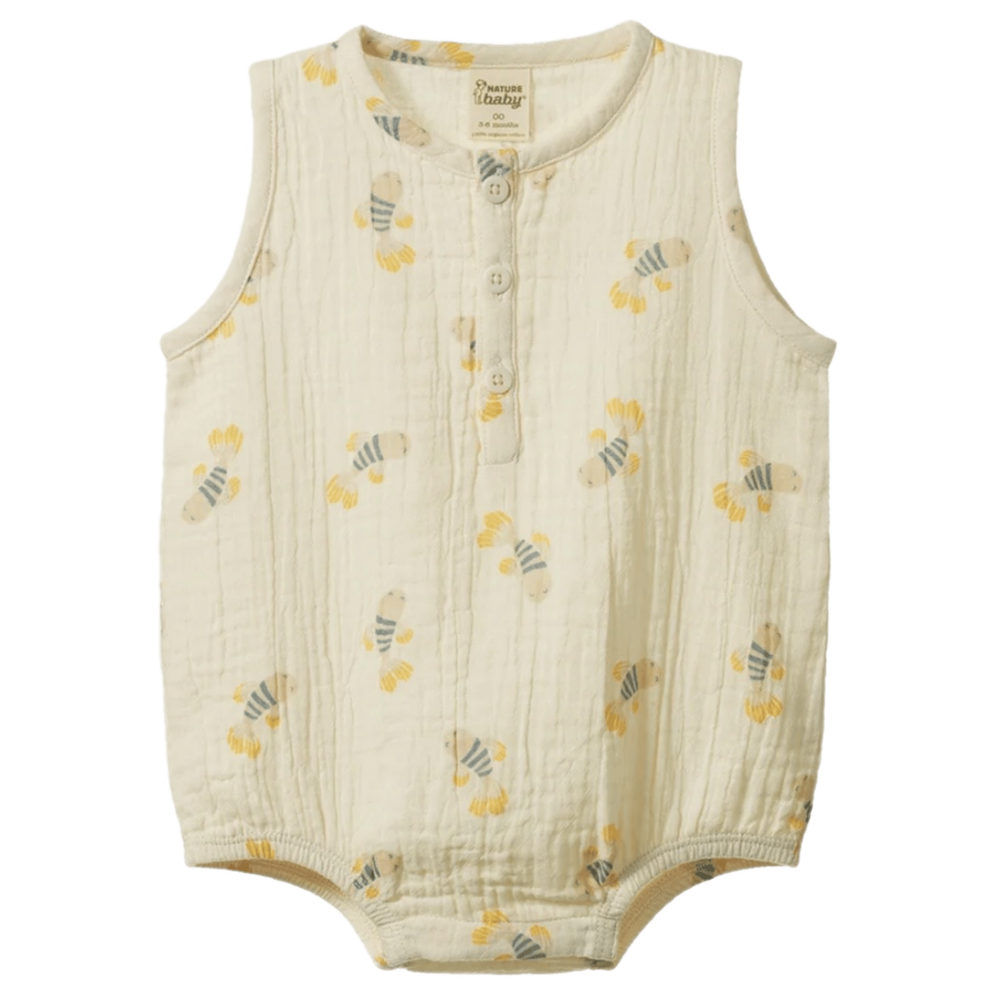 Nature Baby 0-3 Months to 1 Year 0-3M Cedar Suit Muslin - Fish Fable
