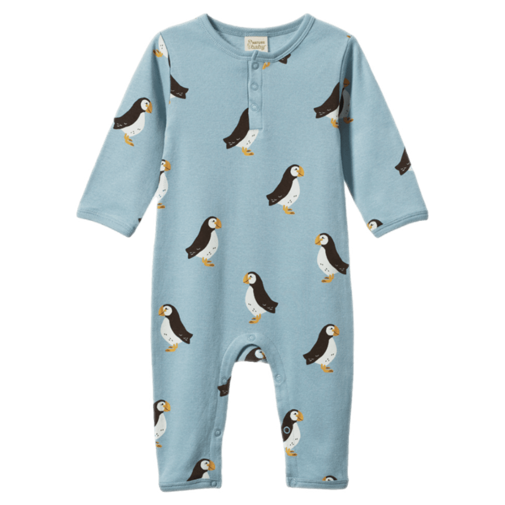 Nature Baby 0-3 Months to 1 Year 0-3M Henley Sleep Suit - Puffin