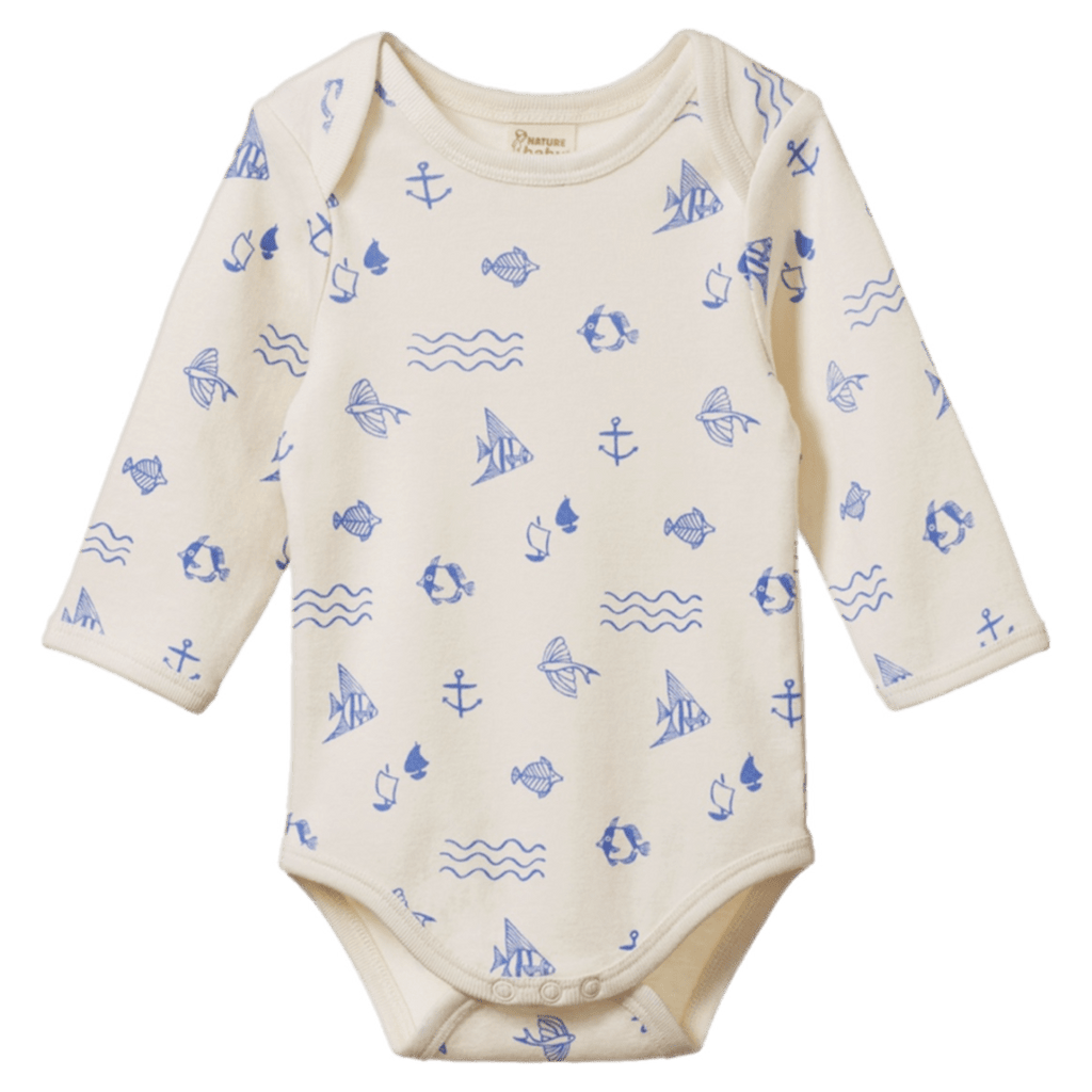 Nature Baby 0-3 Months to 1 Year 0-3M Long Sleeve Bodysuit - Atlantic