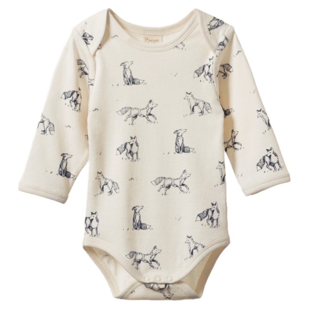Nature Baby 0-3 Months to 1 Year 0-3M Long Sleeve Bodysuit - Foxy