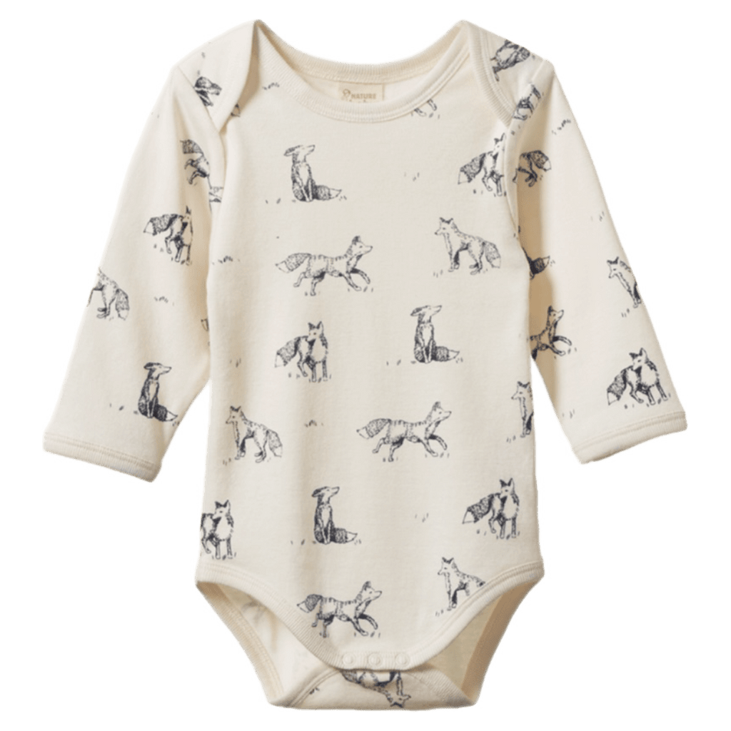 Nature Baby 0-3 Months to 1 Year 0-3M Long Sleeve Bodysuit - Foxy